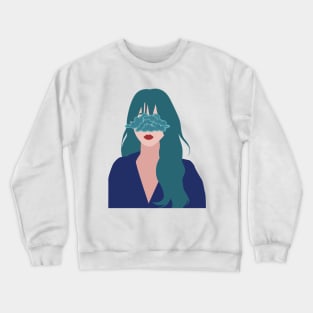 Beautiful girl with blue hair and blue cloud on the eyes Crewneck Sweatshirt